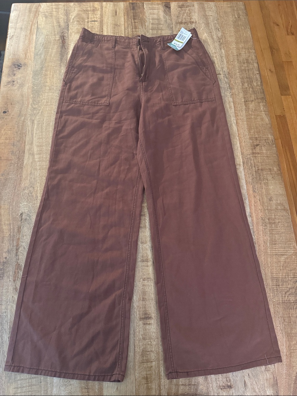 Kensie Jeans Wide Leg Drawstring Pants cotton lyocell in Rust cappuccino Brown